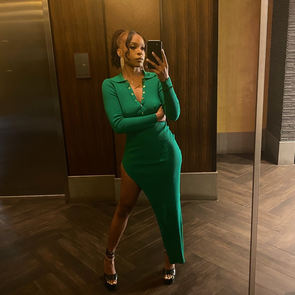 SOLD- Green backless knit dress from AKIRA